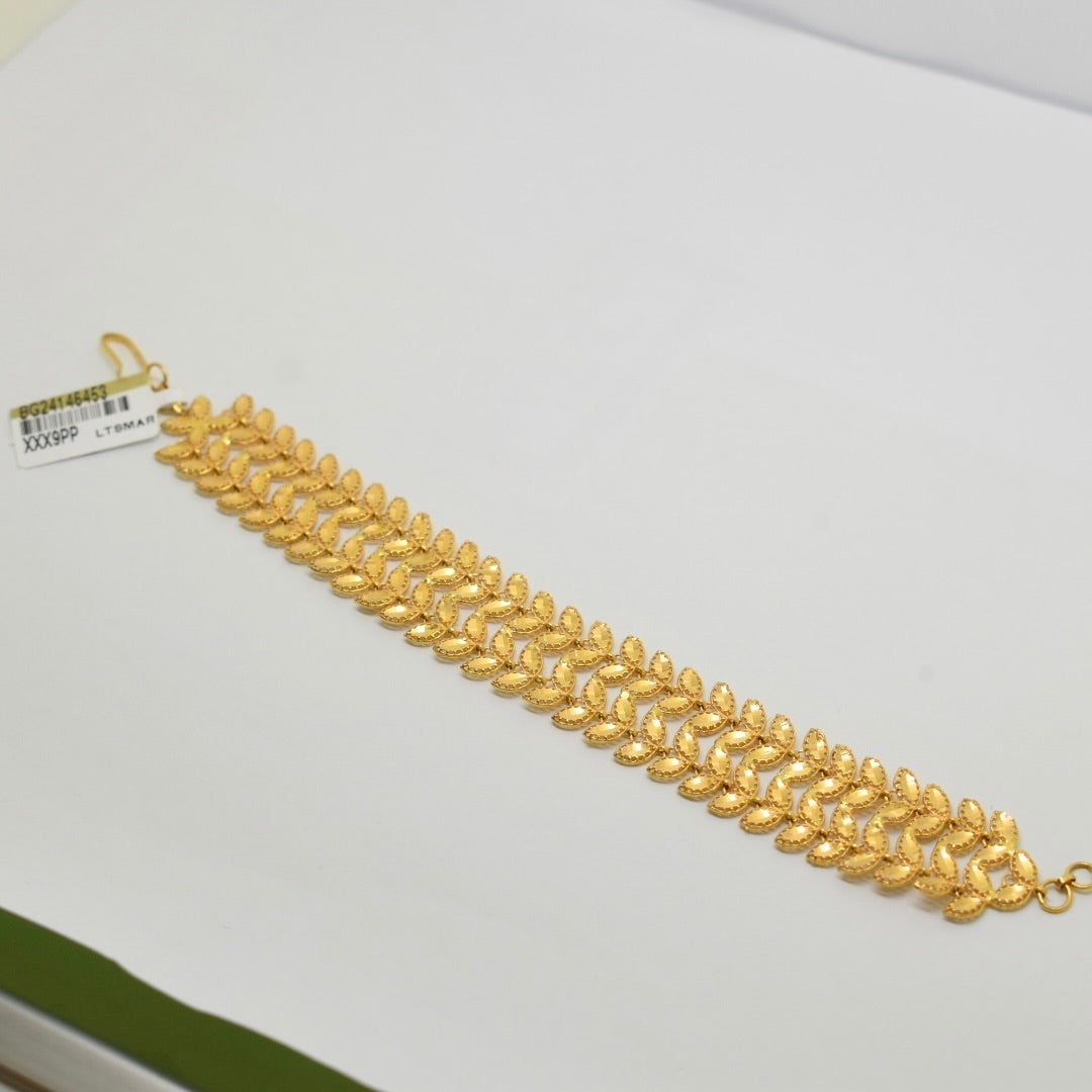 *NEW* 21K Yellow Gold - Arabic Plain Leaf Thick Bracelet