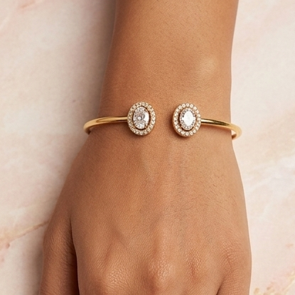 Premium Sterling Silver - Yellow Serenity Oval Bangle