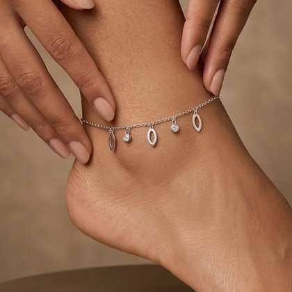 925 Sterling Silver - Willow Leaf Shimmer Anklet