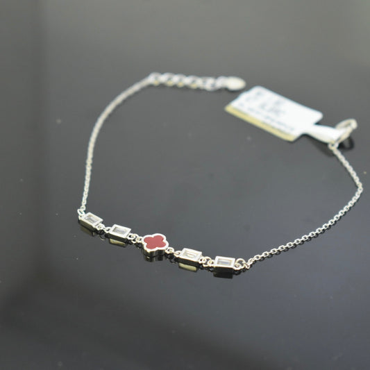 925 Sterling Silver - White SJVC Mini Red Bracelet