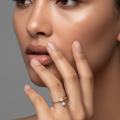 Fine 925 Sterling Silver - Yellow Butterfly Pearl Ring
