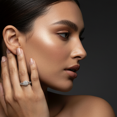 Fine 925 Sterling Silver - Flower Stone Ring