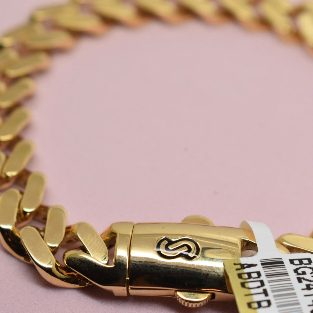 *NEW* Real 18K Yellow Gold - Monaco Classic 10mm Plain Bracelet
