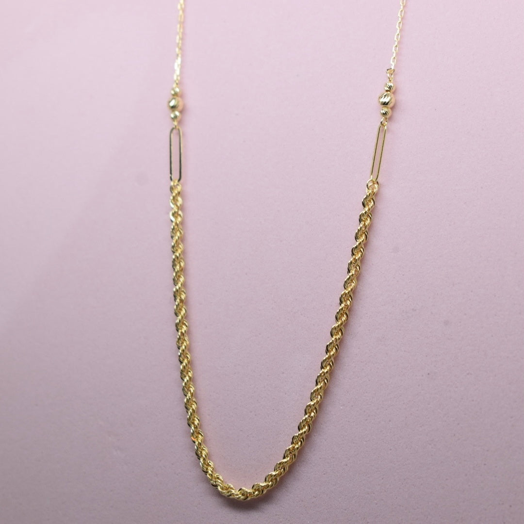 *LIMITED* 18K Gold - Half Rope Ball Necklace