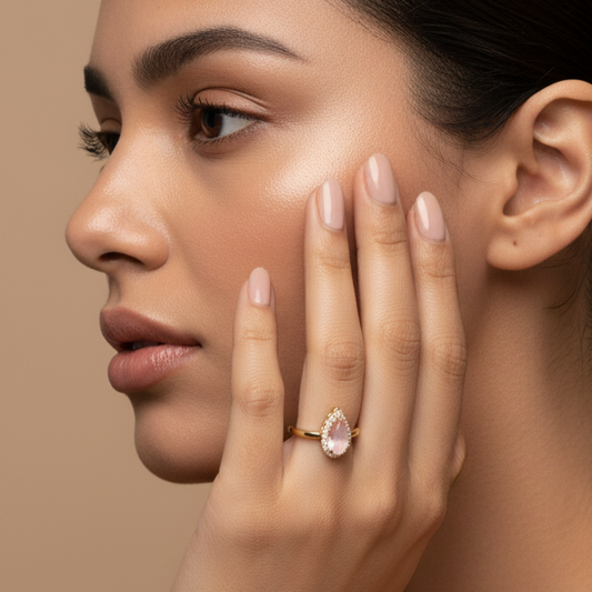 Fine 925 Sterling Silver - Yellow Rose Teardrop Ring