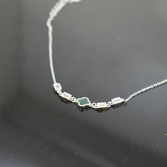 925 Sterling Silver - White SJVC Mini Green Bracelet