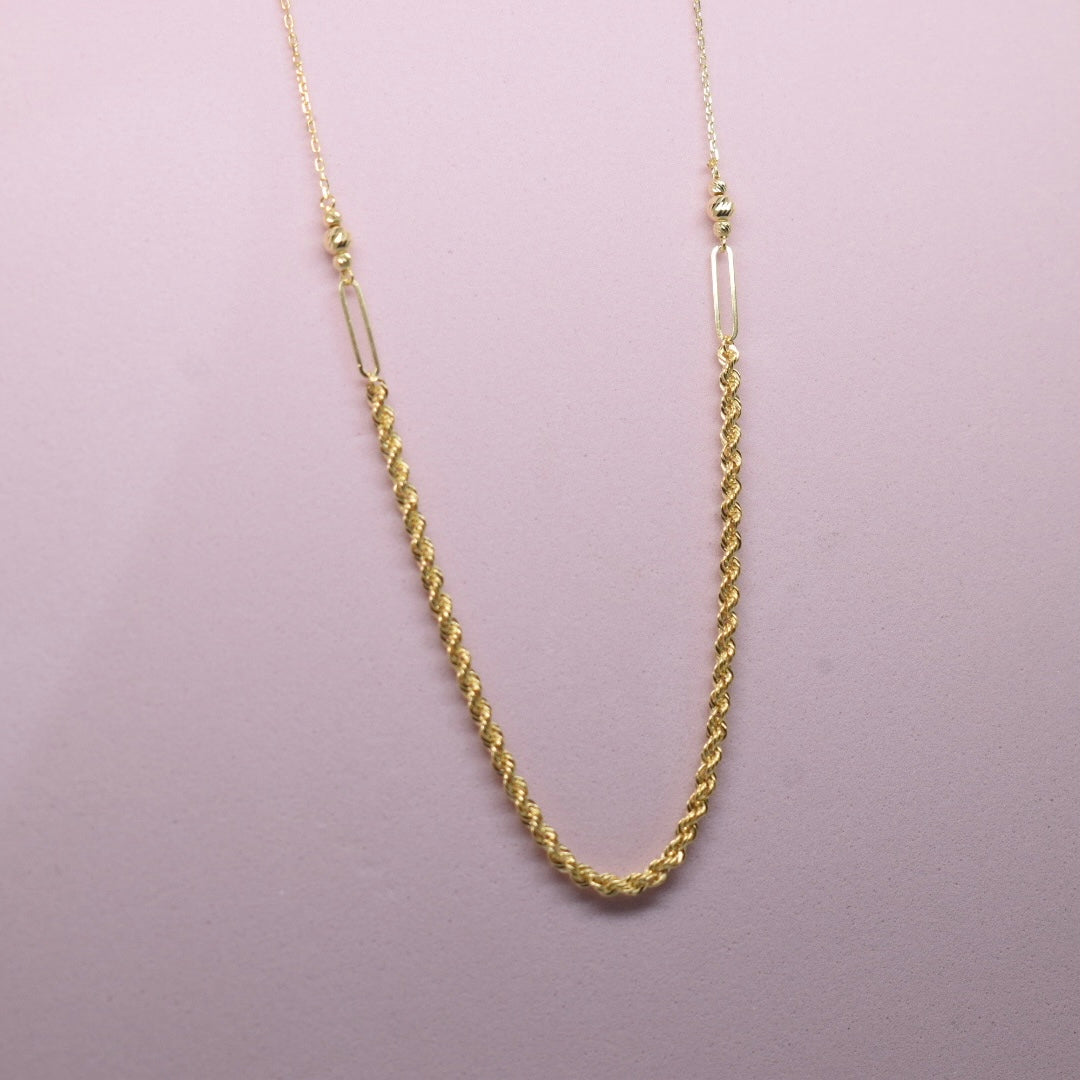 *LIMITED* 18K Gold - Half Rope Ball Necklace
