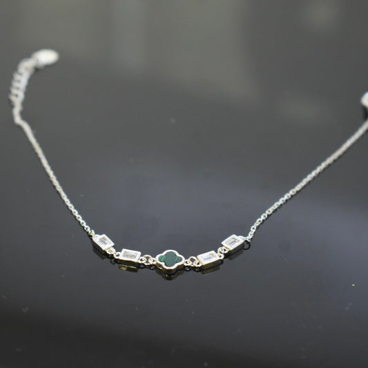 925 Sterling Silver - White SJVC Mini Green Bracelet