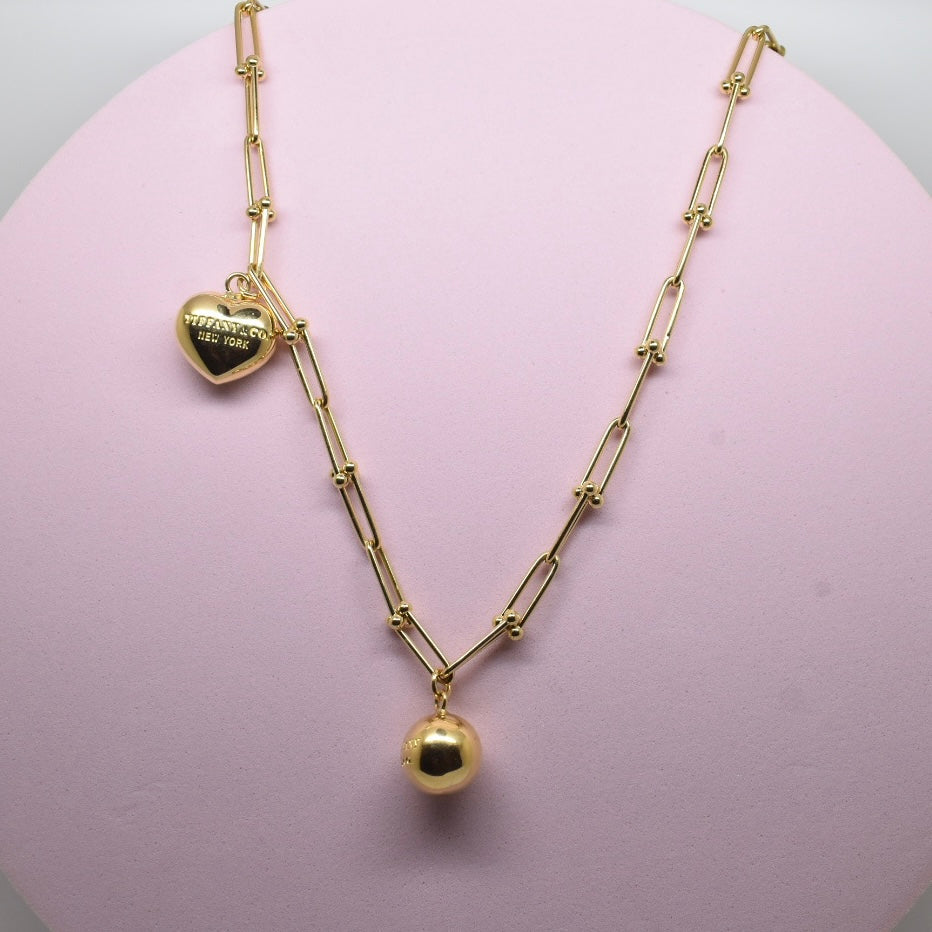 18K Yellow Gold - SJTFNY Heart Charm Necklace