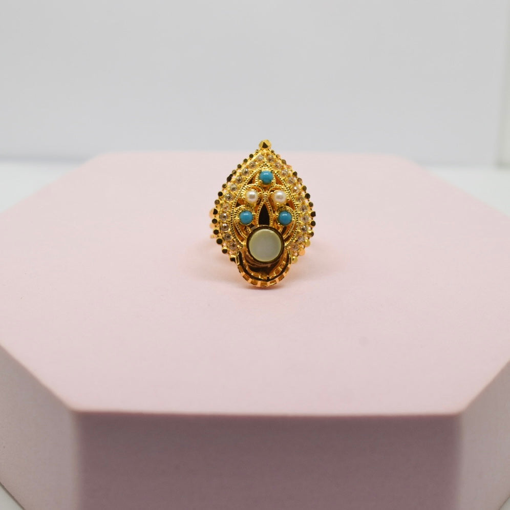 *SPECIAL* 21K Yellow Gold - Bahraini Feroza Pearl Shine Ring