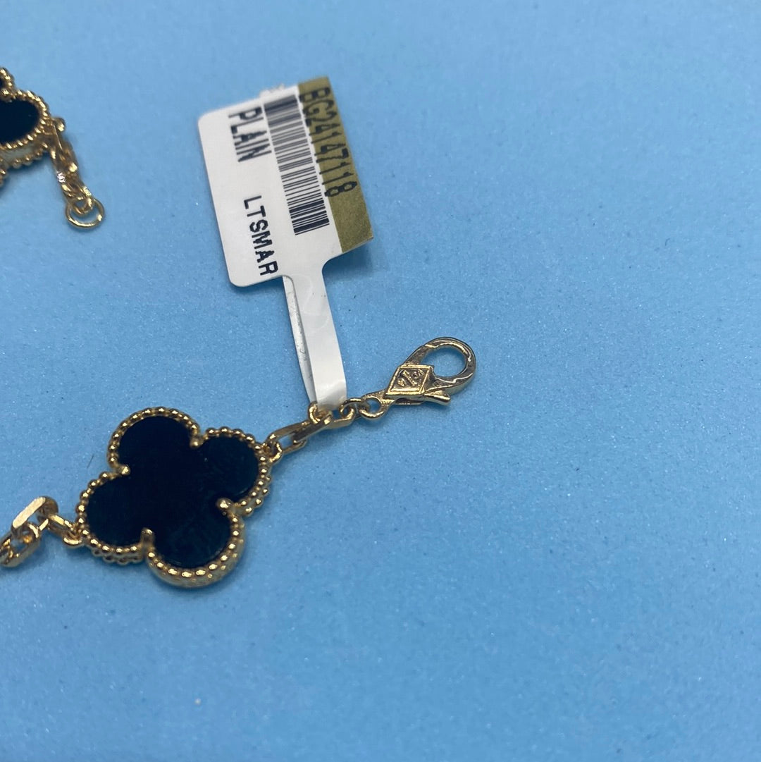 Real 18K Yellow Gold - SJVC Black 5 Flower Bracelet