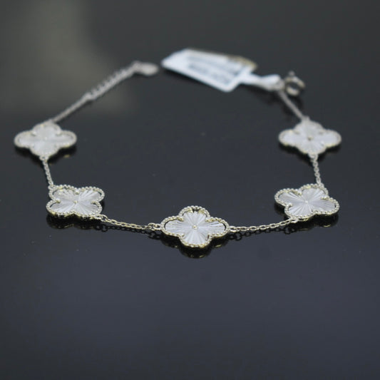 925 Sterling Silver - White SJVC 5 Flower Bracelet