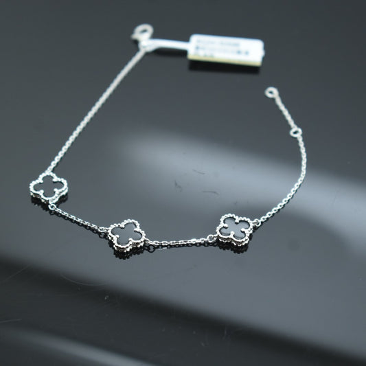925 Sterling Silver - SJVC Black 3 Flower Bracelet