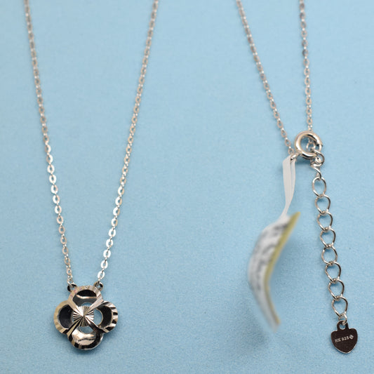 925 Sterling Silver - Geometric Floral Necklace
