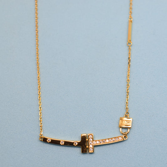 925 Sterling Silver - Yellow T-Bar Latch Necklace