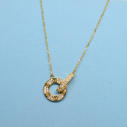 925 Sterling Silver - Yellow SJCR Full Stone Necklace