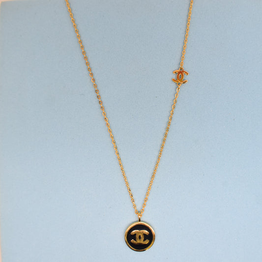 925 Sterling Silver - Yellow CHANEL Disk Necklace