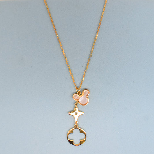 925 Sterling Silver - Yellow Magic Clover Drop Necklace