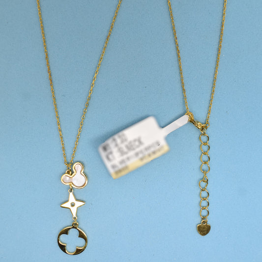 925 Sterling Silver - Yellow Magic Clover Drop Necklace