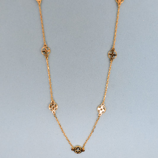 925 Sterling Silver - Yellow Bloom and Star Station Chain Necklace