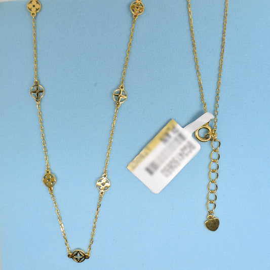 925 Sterling Silver - Yellow Bloom and Star Station Chain Necklace