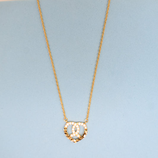 925 Sterling Silver - Yellow Entwined Heart Necklace