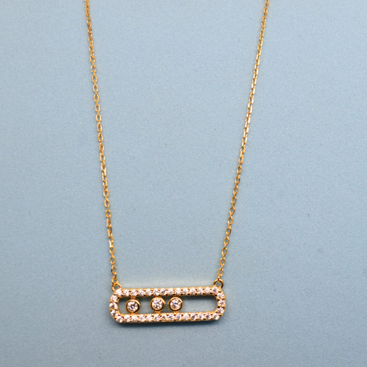 925 Sterling Silver - Yellow SJMSK Move Classic Pave Necklace