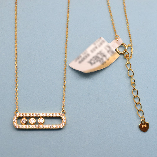 925 Sterling Silver - Yellow SJMSK Move Classic Pave Necklace