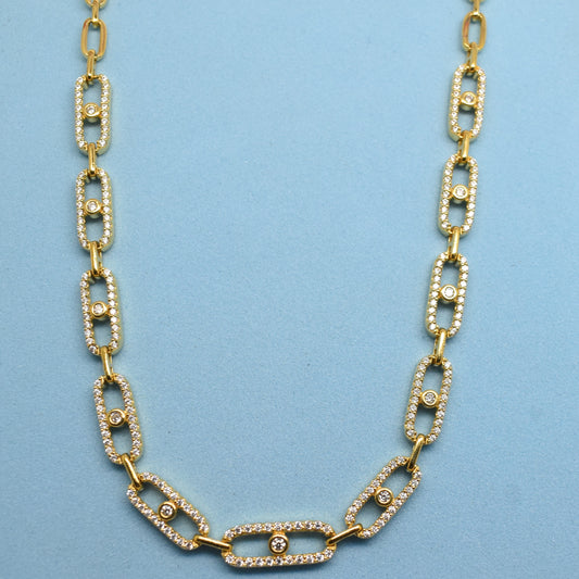 925 Sterling Silver - Yellow SJMSK Glimmer Move Link Necklace