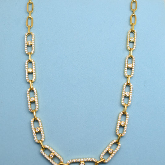 925 Sterling Silver - Yellow SJMSK Glimmer Move Link Necklace
