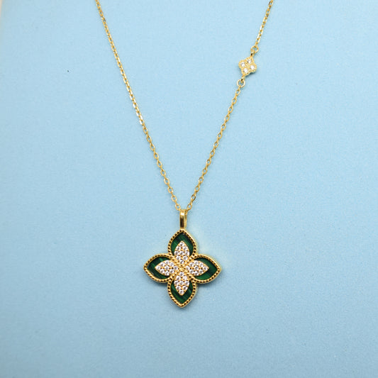 925 Sterling Silver - Yellow Roberto Coin Green Jade Necklace