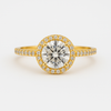 925 Sterling Silver - Yellow Halo Solitaire Ring