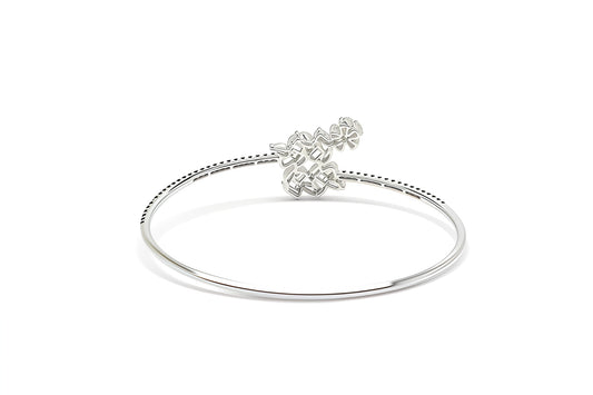 Premium Sterling Silver - Hanging Leaf Zircon Bangle