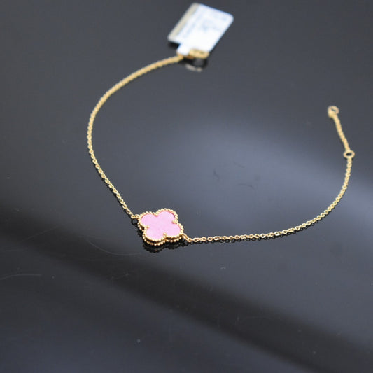 925 Sterling Silver - Yellow SJVC Pink Flower Bracelet