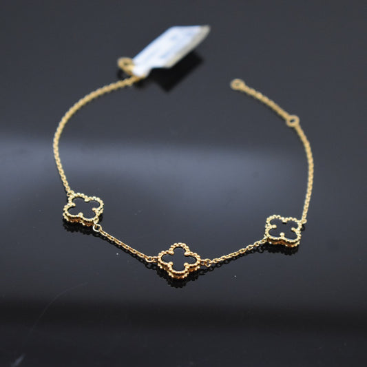 925 Sterling Silver - Yellow SJVC Black 3 Flower Bracelet