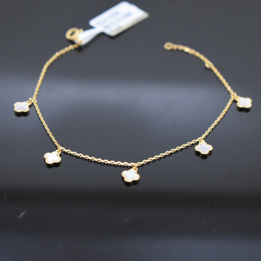 925 Sterling Silver - Yellow SJVC Mini White 5 Flower Bracelet