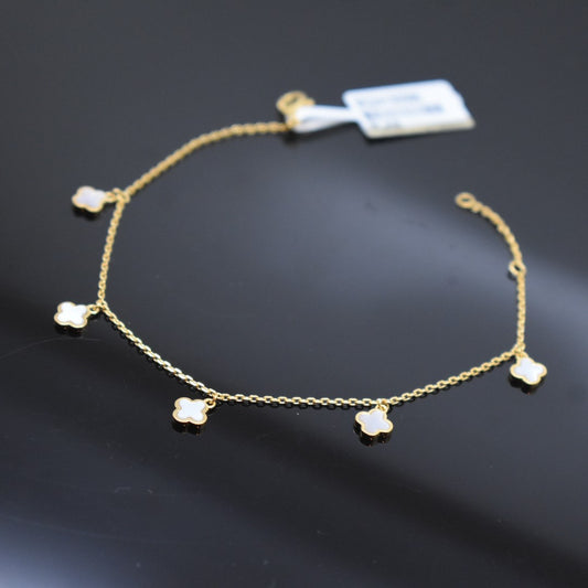925 Sterling Silver - Yellow SJVC Mini White 5 Flower Bracelet