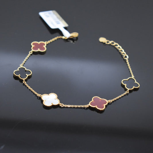 925 Sterling Silver - Yellow SJVC Mix 5 Flower Bracelet