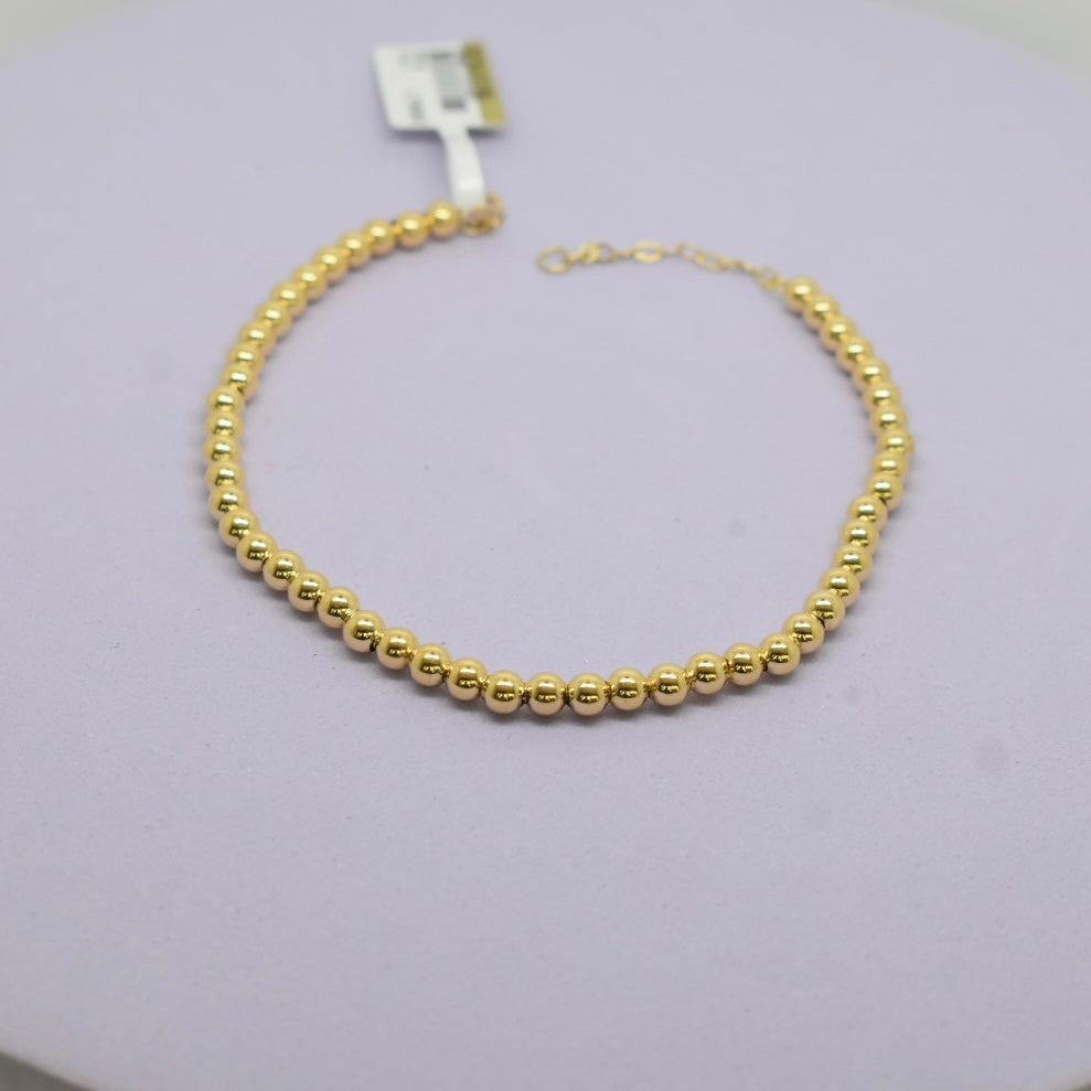 Real 18K Yellow Gold -  Thin Bubble Bracelet