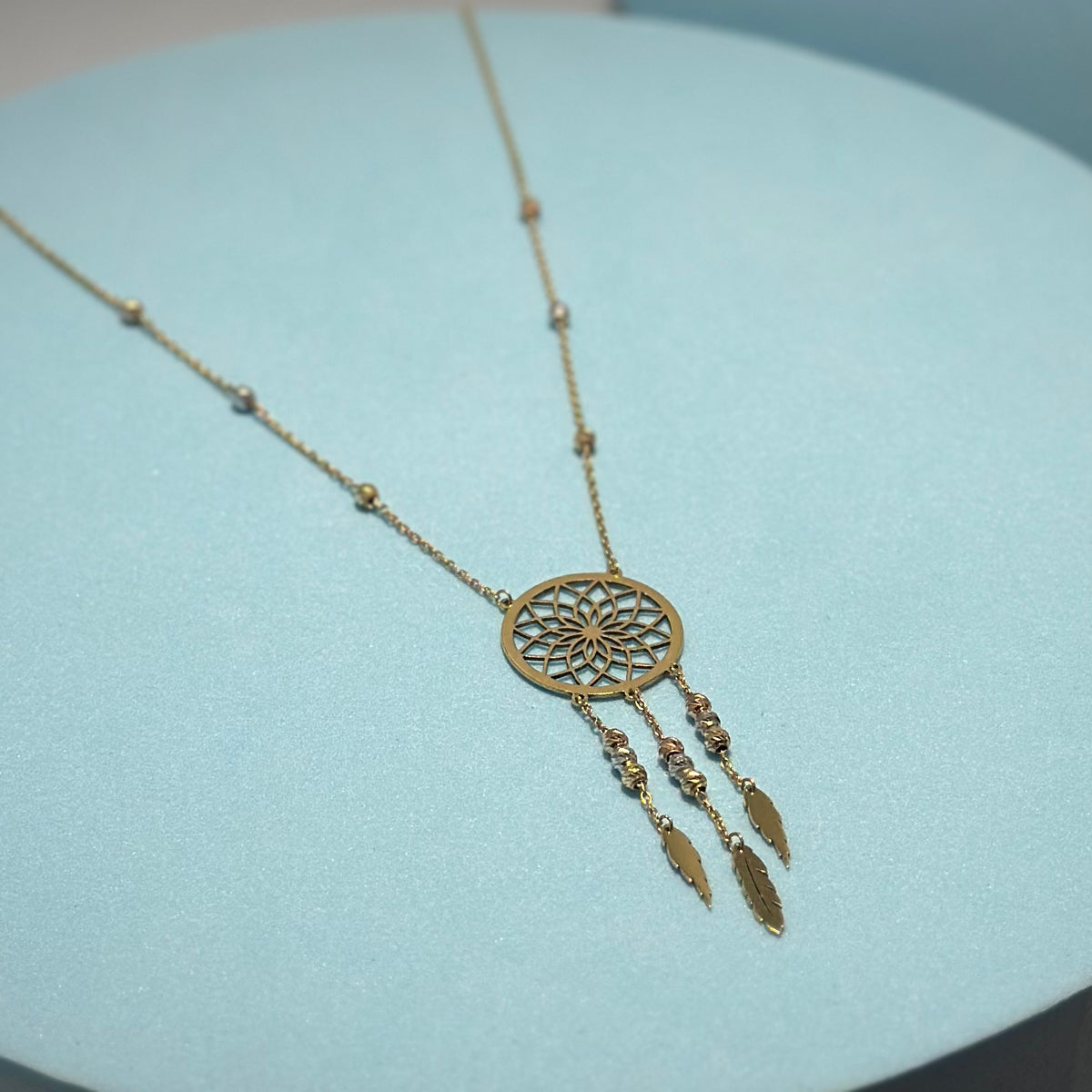 Real 18K Yellow Gold - Dreamcatcher Necklace