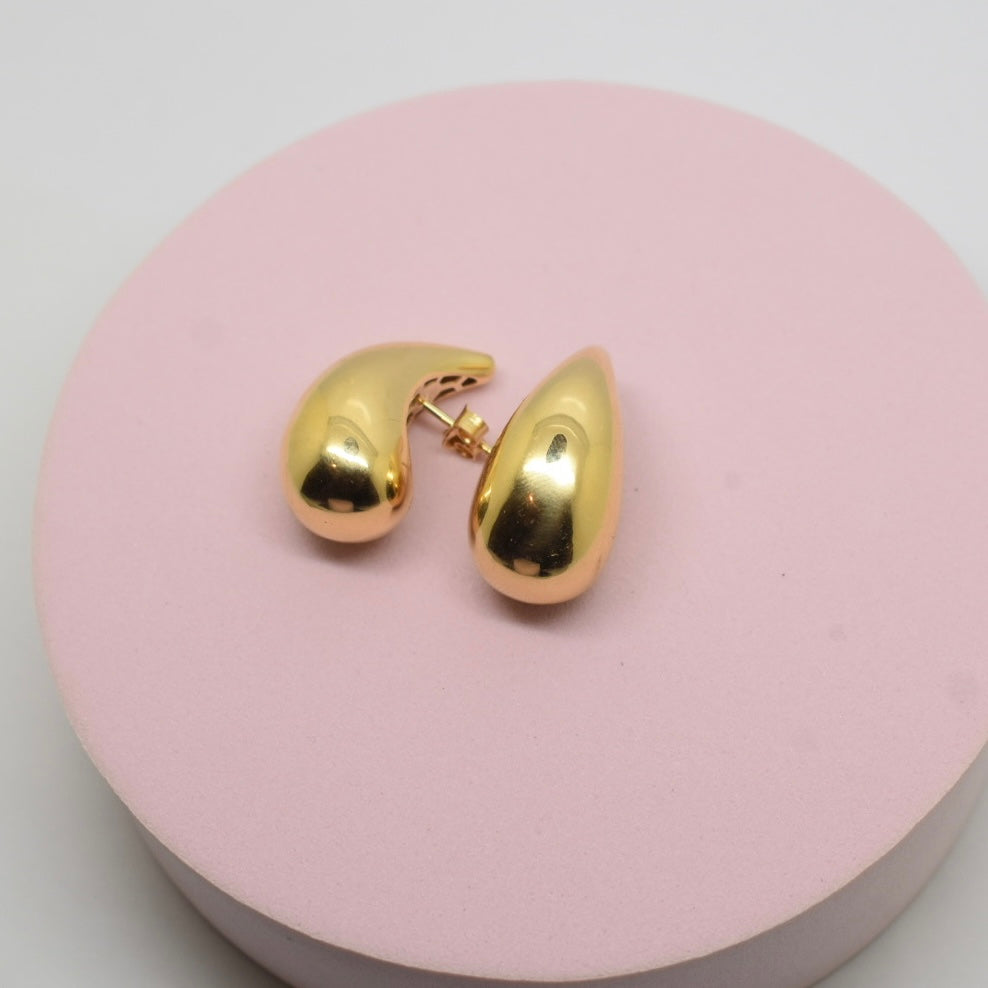 Real 18K Gold - Teardrop Big Earrings