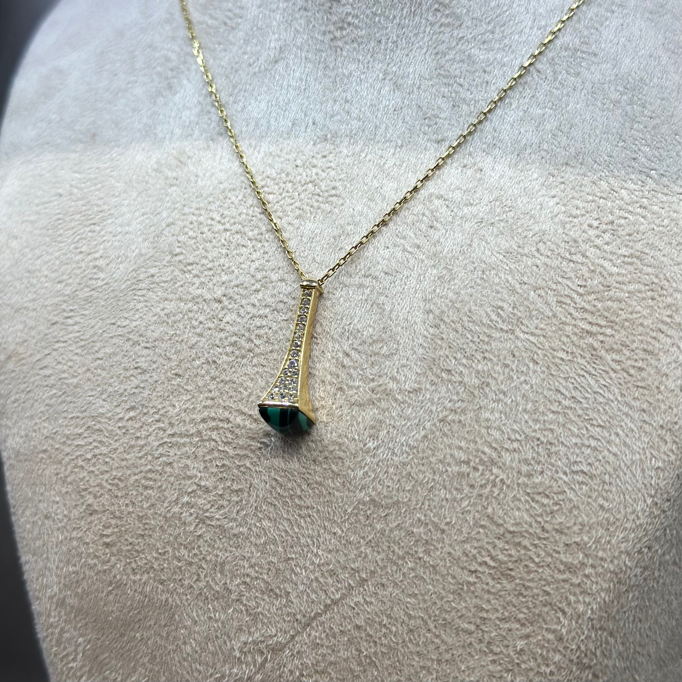 Real 18K Yellow Gold - SJMRLI Green Necklace