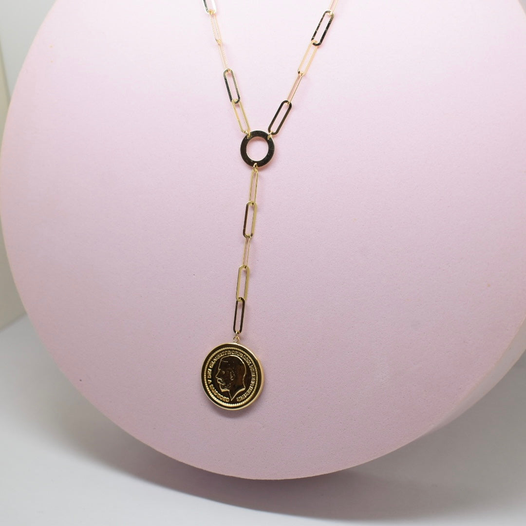 *LIMITED* 18K Gold - Long Paper Clip Coin Necklace