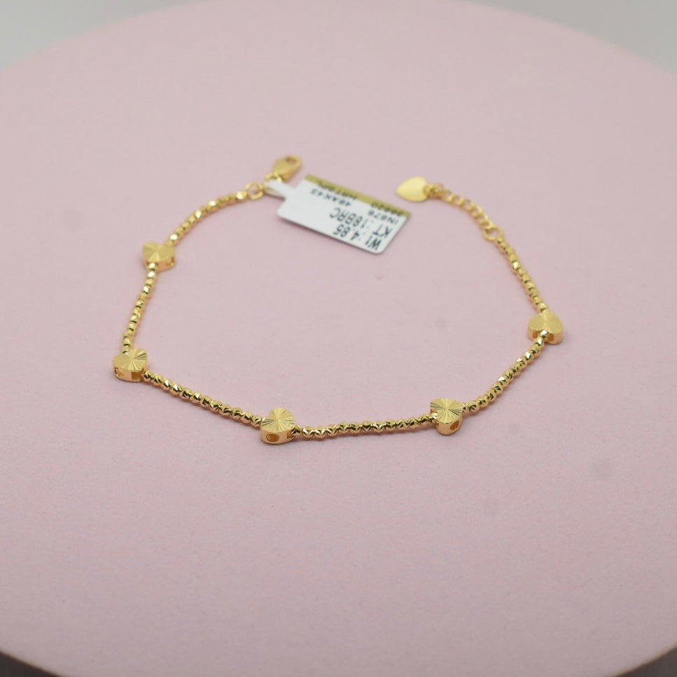 18K Gold - Gold Heart Color Bracelet