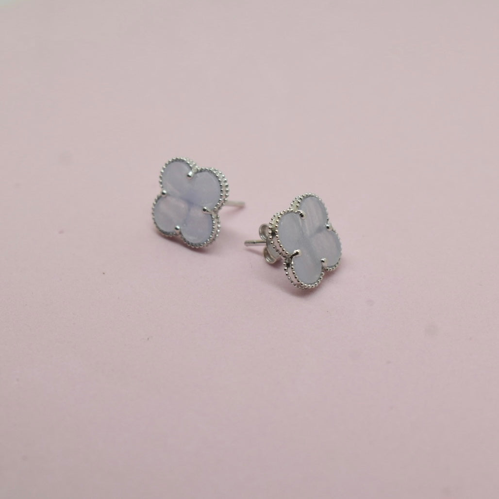 Real 18K White Gold - SJVC Chalcedony Earring