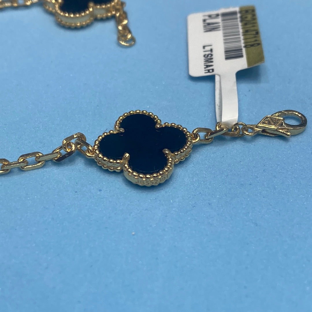 Real 18K Yellow Gold - SJVC Black 5 Flower Bracelet