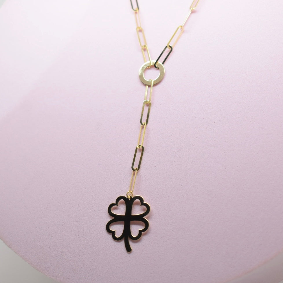 *LIMITED* 18K Gold - Clover Paper Clip Necklace