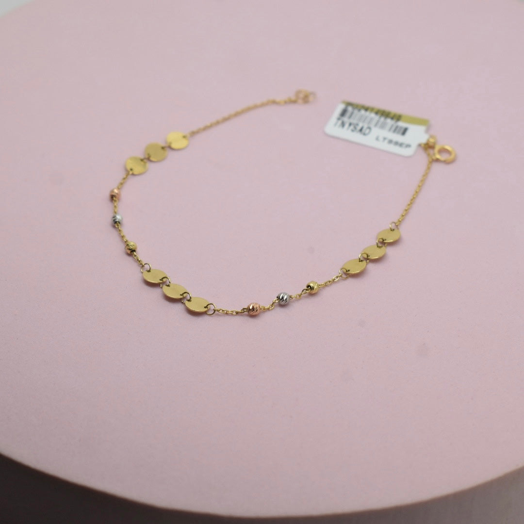 Real 18K Yellow Gold - Triple Circle Bracelet