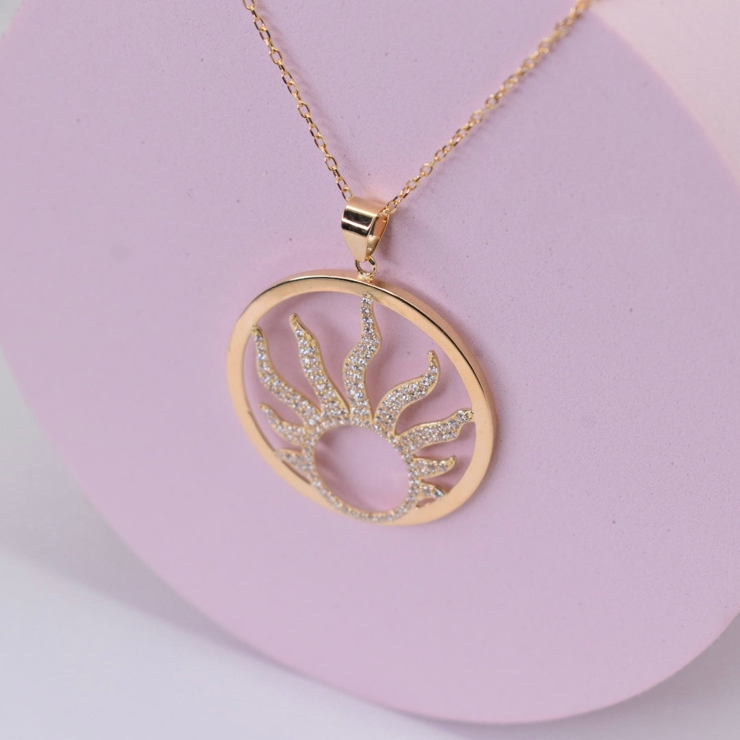 Real 18K Yellow Gold - SJCHPD Happy Sun Necklace