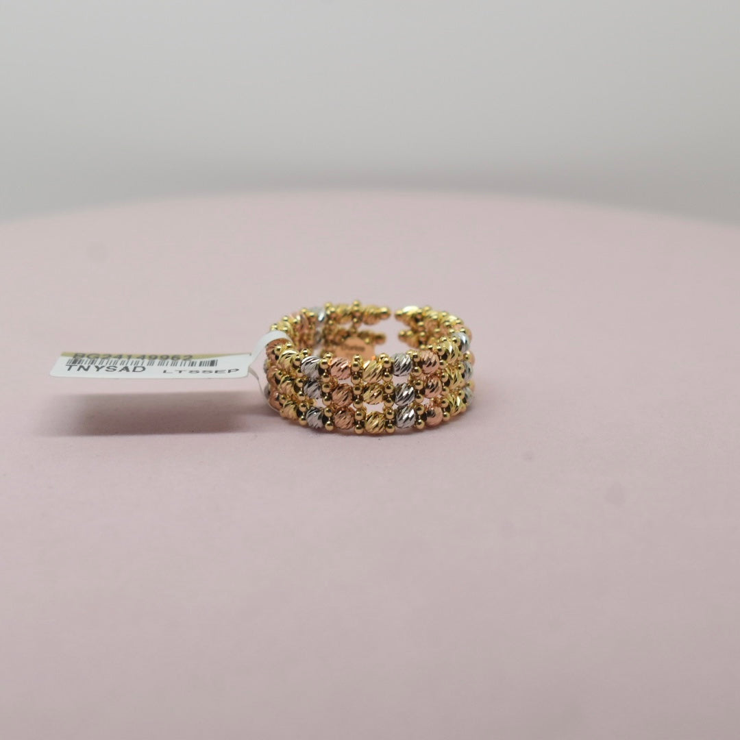 Real 18K Yellow Gold - Mix Color 3 Layer Dorica Ring